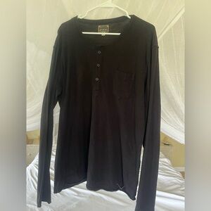 Deisel Black Long Sleeve Henley Shirt